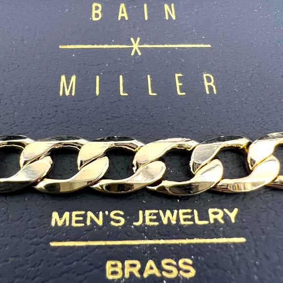 BAIN MILLER, MEN’S “BRASS” BRACELET GOLD COLOR, ITALIAN CHAIN STYLE 9 INCHES - Picture 7 of 15